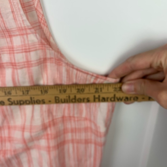 J Jill Love Linen Maxi Dress LARGE orange White Lagenlook Coastal Pockets - Picture 8 of 9